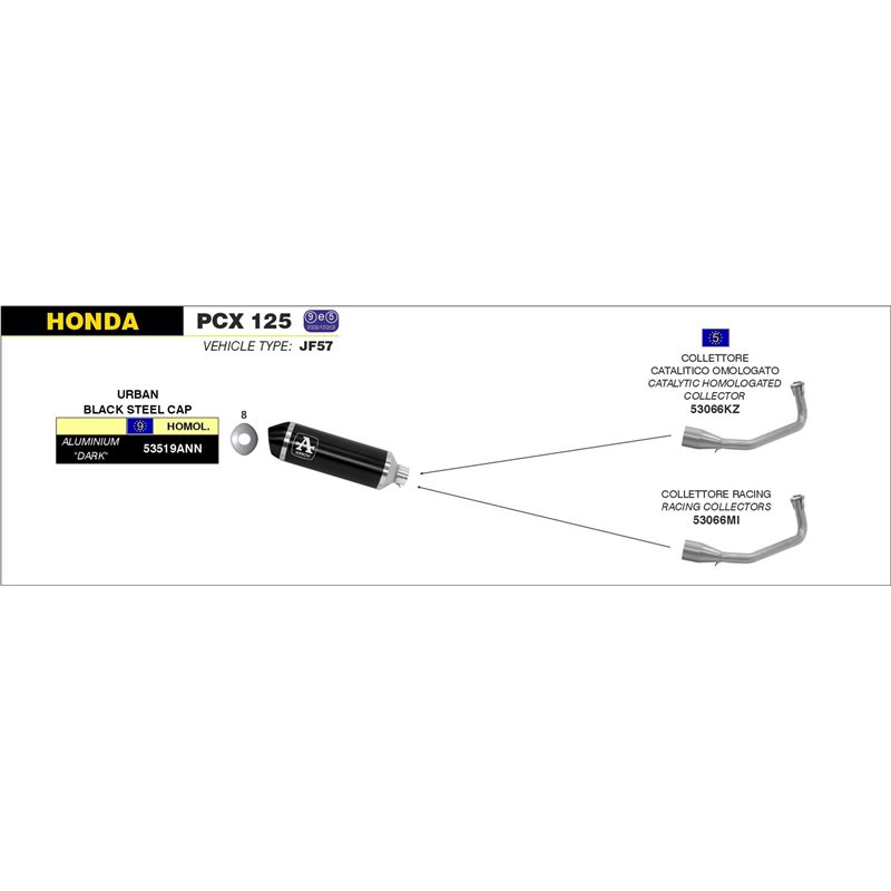 HONDA PCX 125 2014 - 2016 COLECTOR RACING PARA ESCAPE URBAN HONDA PCX 125 2014 - 2016 COLECTOR RACING PARA ESCAPE URBAN